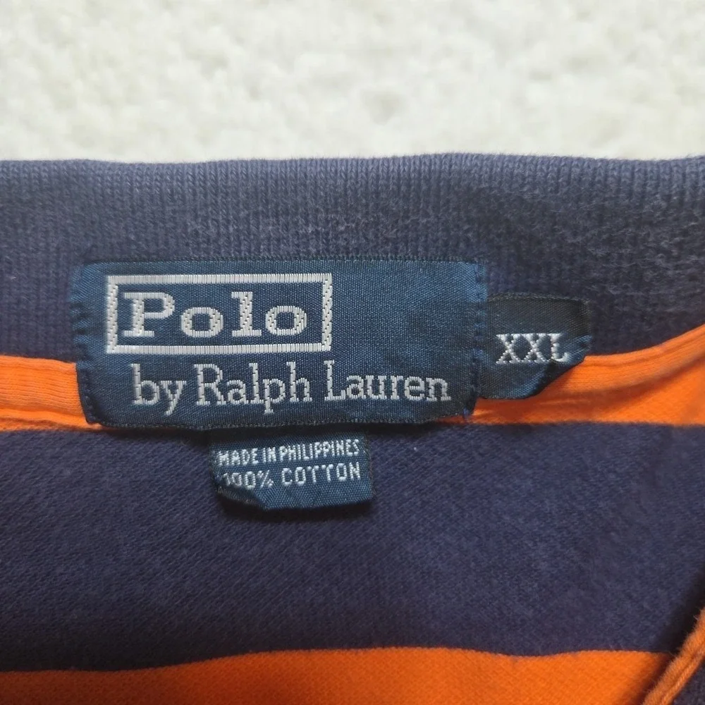 Vintage‎ 90s Polo Ralph Lauren Mens 2XL Striped Color Block Polo Shirt Faded